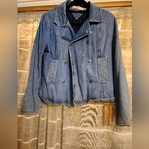 Vintage Tommy Hilfiger Quilted Lined Denim Jacket With Pockets, Sz XL